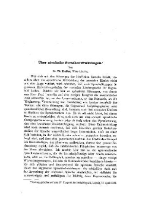 Über atypische Sprachentwicklungen