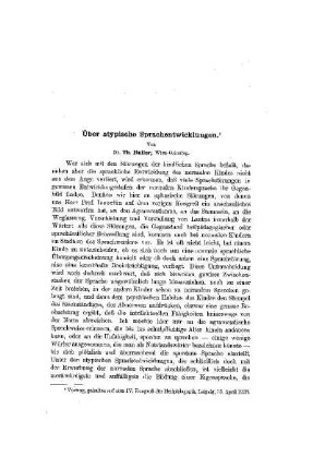 Über atypische Sprachentwicklungen