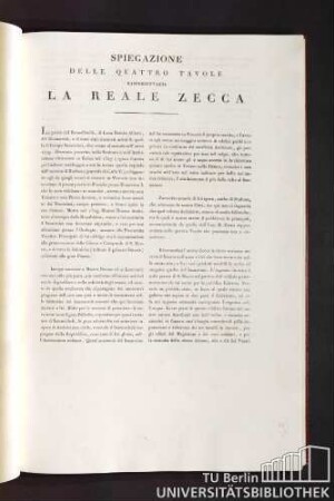 Spiegazione delle quattro tavole rappresentanti La reale zecca