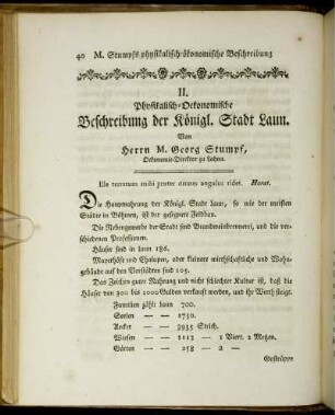 II. Physikalisch-Oekonomische Beschreibung der Königl. Stadt Laun.