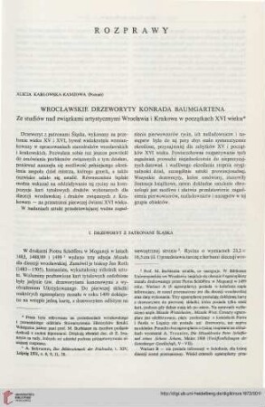 9: Wrocławskie drzeworyty Konrada Baumgartena : ze studiów nad związkami artystycznymi Wrocławia i Krakowa w początkach XVI wieku
