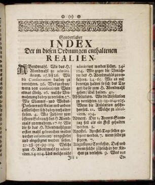 Sonderlicher Index der in diesen Ordnungen enthaltenen Realien