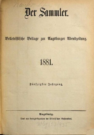 Der Sammler. 50. 1881