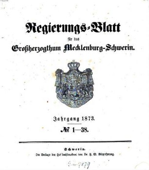 Regierungsblatt für Mecklenburg-Schwerin, 1873