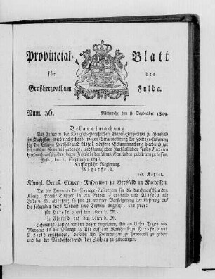 Num. 36, Ausgabe vom 8. September 1819