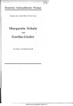 Margarete Schulz singt Goethe-Lieder