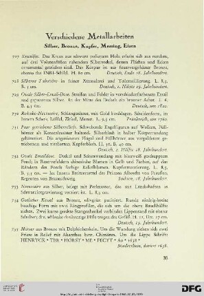 Verschiedene Metallarbeiten (Nr. 727-768)