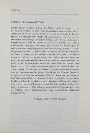 Desbillons - eine biographische Notiz