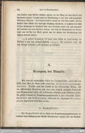 II. Erzeugung des Dampfes