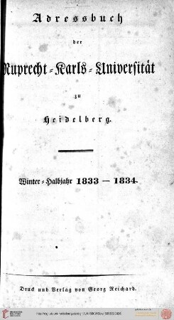 Wintersemester 1833/1834