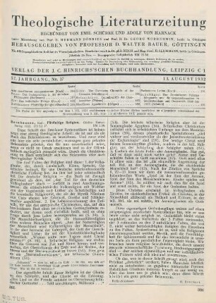385-386 [Rezension] Bornhausen, Karl, Fünffaltige Religion