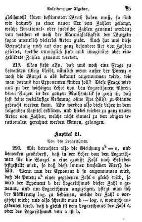 21. Von den Logarithmen.