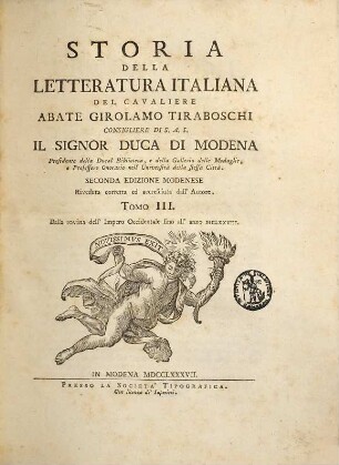 Storia della letteratura italiana. 3, Dalla rovina dell'Impero Occidentale fino all'anno 1183