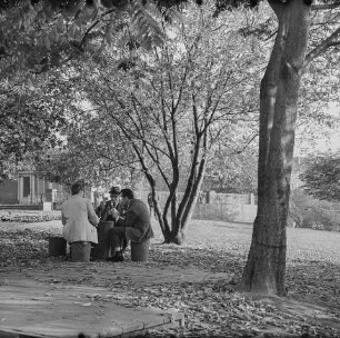 Skatspieler im Volkspark am Weinberg, 1974. SW-Foto © Kurt Schwarz.