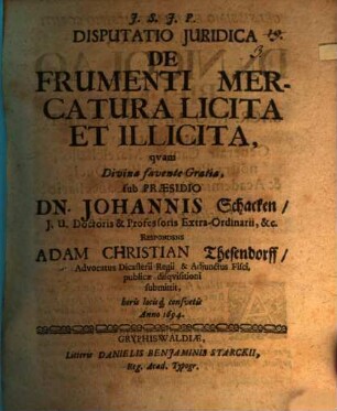 Disp. iur. de frumenti mercatura licita et illicita