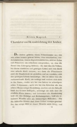 Erstes Kapitel. Charakter und Kunstrichtung der Araber.