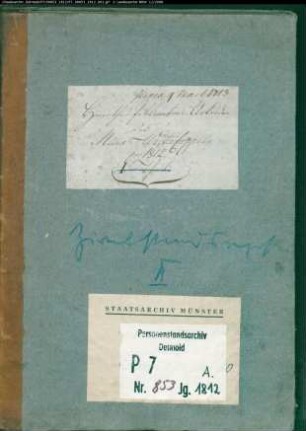 Belagakten zum Aufgebotsregister der Munizipalität Westerkappeln 1812. (Gemeinde: Westerkappeln, Kreis Tecklenburg)