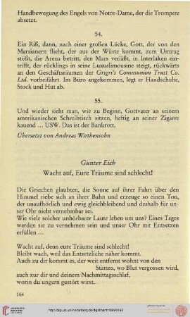 Günter Eich: Wacht auf, Eure Träume sind schlecht!