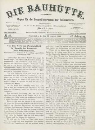 No. 33. Frankfurt a. M., den 13. August 1904. 47. Jahrgang.