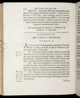 Disputatio XI. De Coena Domini.