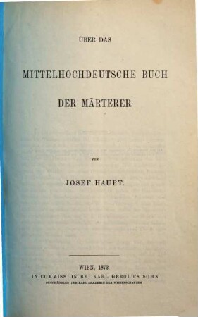 Ueber das mittelhochdeutsche Buch der Märterer