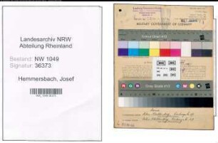 Entnazifizierung Josef Hemmersbach , geb. 26.02.1906 (Kaufmaennischer Angestellter)