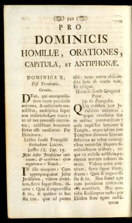 Pro Dominicis Homiliae, Orationes, Capitula, Et Antiphonae