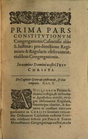 Constitutiones Patrum Congregationis Cassinensis