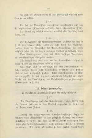 III. Offene Armenpflege