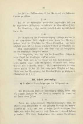 III. Offene Armenpflege