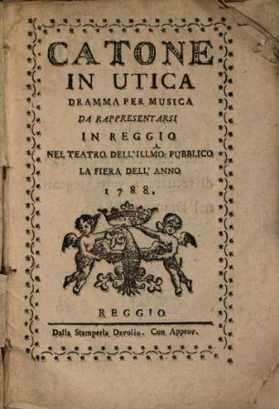 Catone in Utica : Dramma per musica