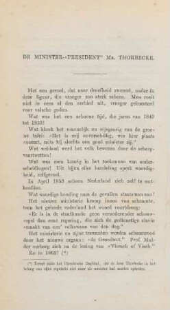 De minister-"president" Mr. Thorbecke
