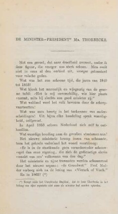 De minister-"president" Mr. Thorbecke