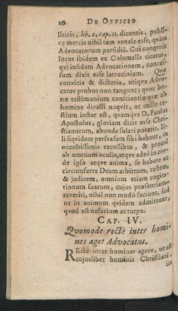Cap. IV. Quomode recte inter homines aget Advocatus.
