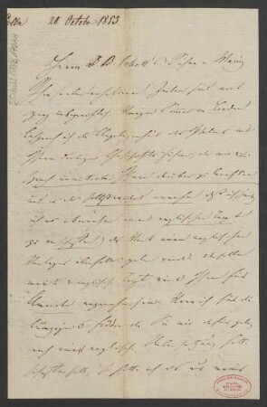 Brief an B. Schott's Söhne : 20.10.1853