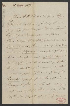Brief an B. Schott's Söhne : 20.10.1853
