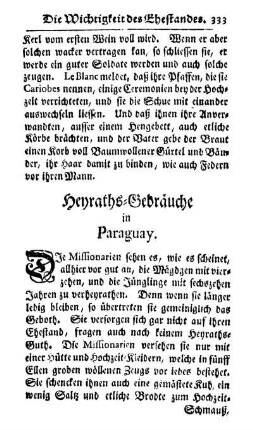 Heyraths-Gebräuche in Paraguay.