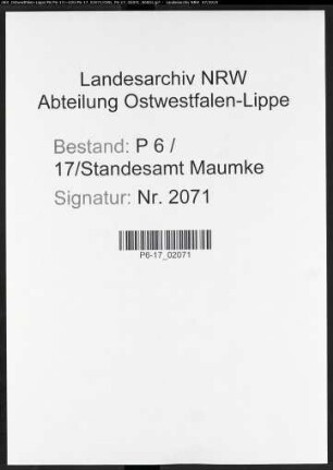 Sterberegister Standesamt Maumke