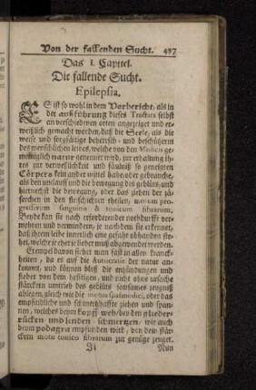 Das I. Capitel. Die fallende Sucht. Epilepsia.