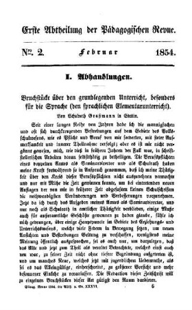 Bruchstücke über den grundlegenden Unterricht, besonders für die Sprache (den sprachlichen Elementarunterricht)