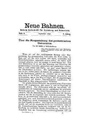 Über die Neugestaltung des geometrischen Unterrichts