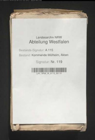 Prozeß v. Hörde zu Eringerfeld [contra] Landkomtur v. Fürstenberg, Komtur zu Mülheim.