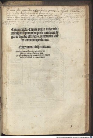 Compendiosa Capitis phisici declaratio : principalũ humani corporis membrorũ figuras liquido ostendens. philosophie alũnis admodum profutura. ...