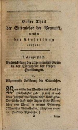 Sittenlehre der Vernunft : zum Gebrauch seiner Vorlesungen