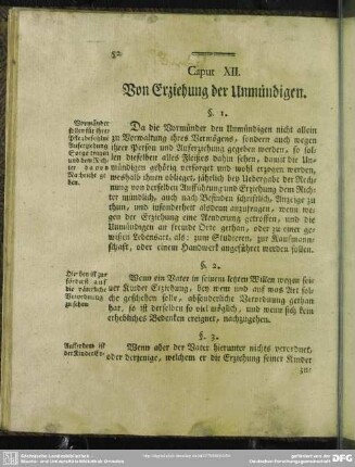Caput XII. Von Erziehung der Unmündigen