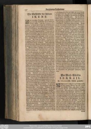 Des Groß-Türcken Serrail, die Ottomannische Pforte genandt.