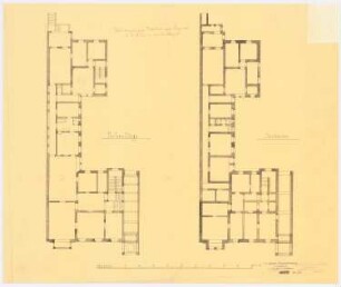 Wohnhaus Caspari, Berlin: Grundriss Souterrain, Erdgeschoss, Maßstabsleiste