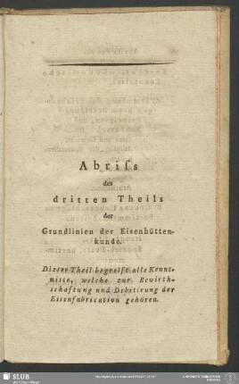 Abriss des dritten Theils der Grundlinien der Eisenhüttenkunde