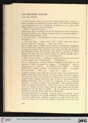 Les derniers renoir$Par Léon Werth