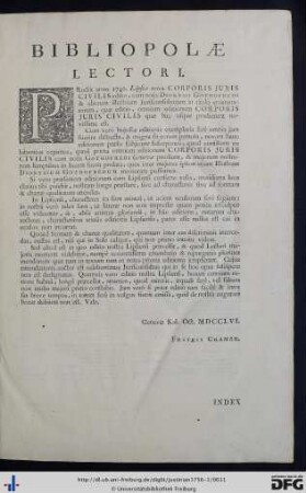 Bibliopolae Lectori.